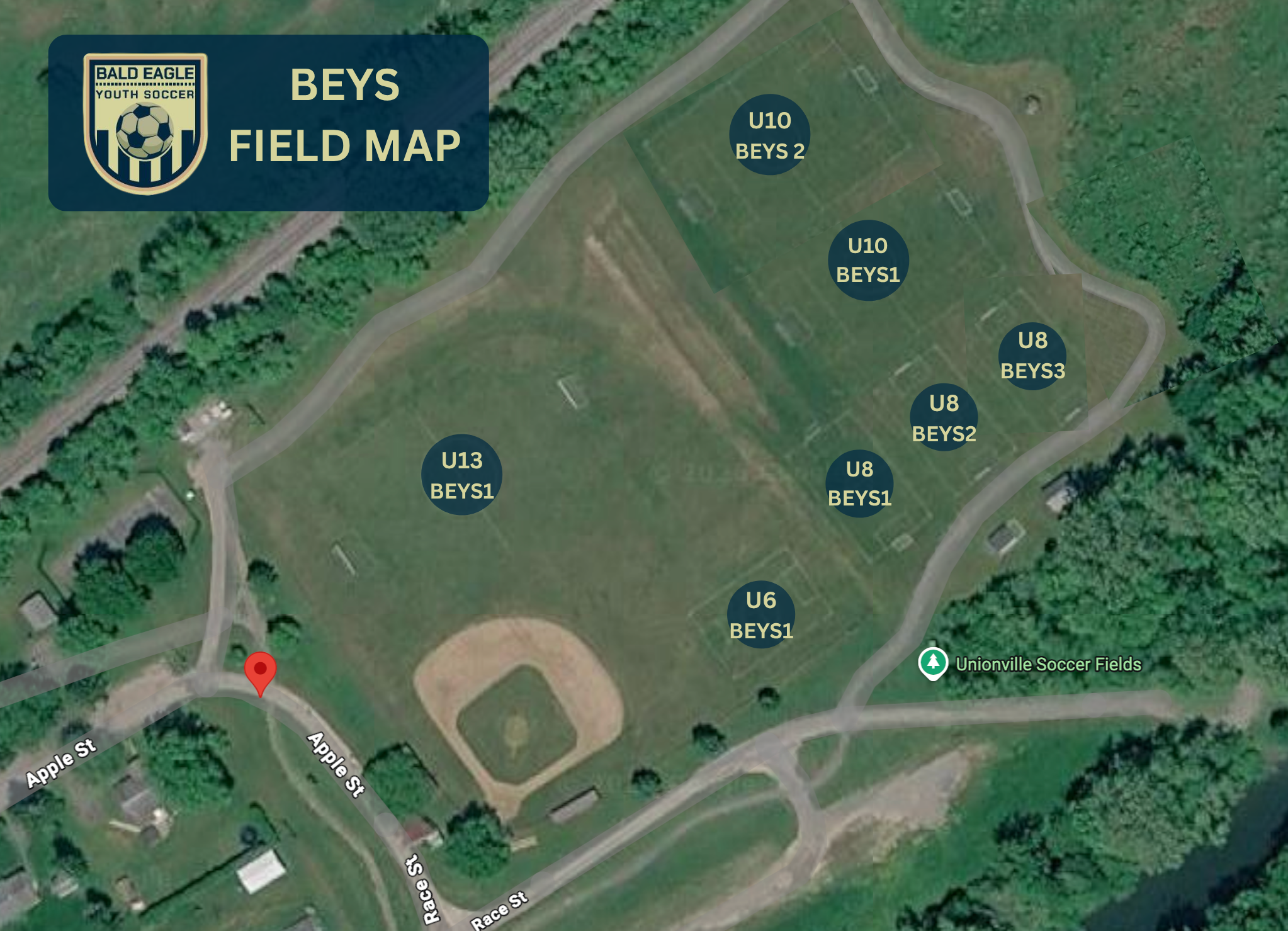 Bald Eagle Youth Soccer Field Map